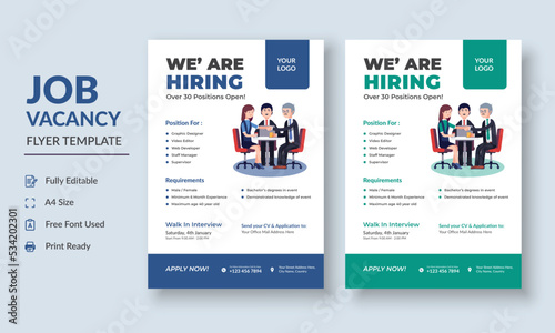 Job Vacancy Flyer Template, Job Recruitment Flyer, We are Hiring Job Flyer Template