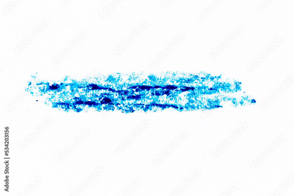 Blue color crayon hand drawing in line shape on white paper background Blue color crayon hand drawing in line shape on white paper background