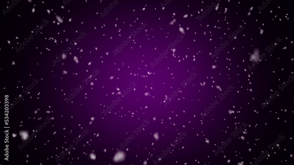 Abstract winter background, layer of snowflakes overlay texture. Purple violet colour