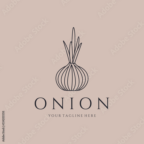 onion line art logo illustration vector design