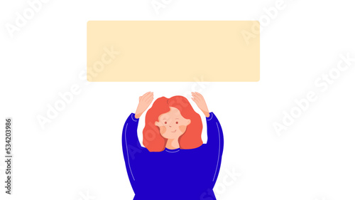 vector illustration of a girl with a thought. the girl points to the thought. question and answer