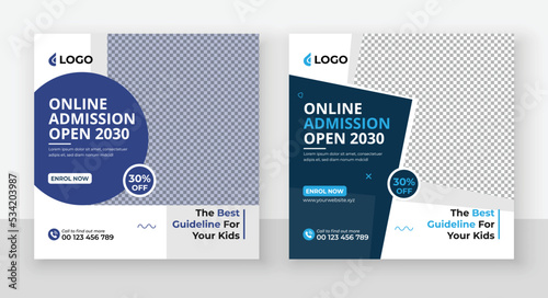 School Admission Social Media Post Design, Back to School Social Media Post Template