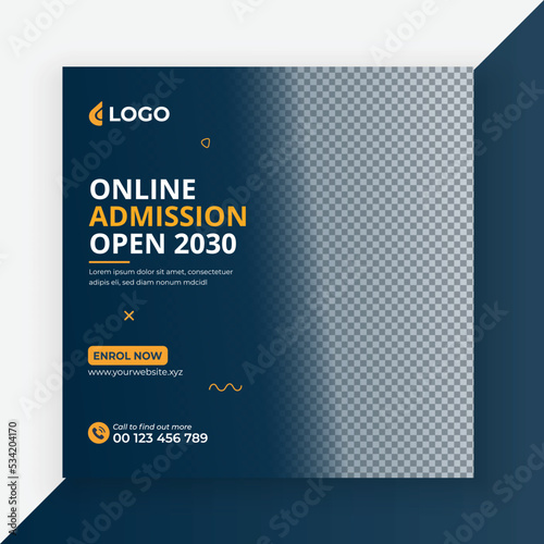 School Admission Social Media Post Design, Back to School Social Media Post Template