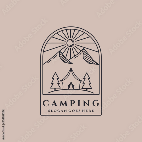 camp line art logo vector illustration design