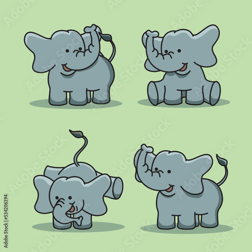 Fototapeta Naklejka Na Ścianę i Meble -  Adorable Adventures: Vector Illustration of Cute Baby Elephants suitable for logo, mascot, social media post