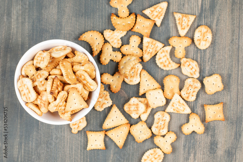 Delicious fresh crackers on a white plate