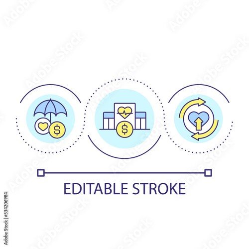 Hospital loop concept icon. Medical service. Clinical appointment. Healthcare and treatment abstract idea thin line illustration. Isolated outline drawing. Editable stroke. Arial font used