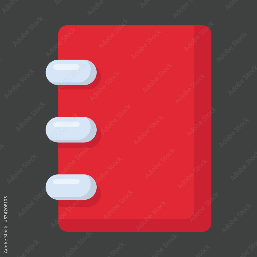 Obraz premium Vector graphic of red notebook. School equipment illustration with flat design style. Suitable for poster or content design assets
