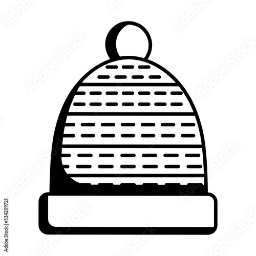 Warm Knitted Head wear Cap  Vector Icon Design, Autumn or Fall activities Symbol, Dry weather Sign, Temperate climates Elements Stock illustration, Handmade beanie Concept
