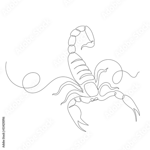 scorpion one line drawing, sketch, isolated vector