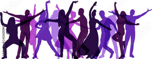 dancing people disco silhouette on white background