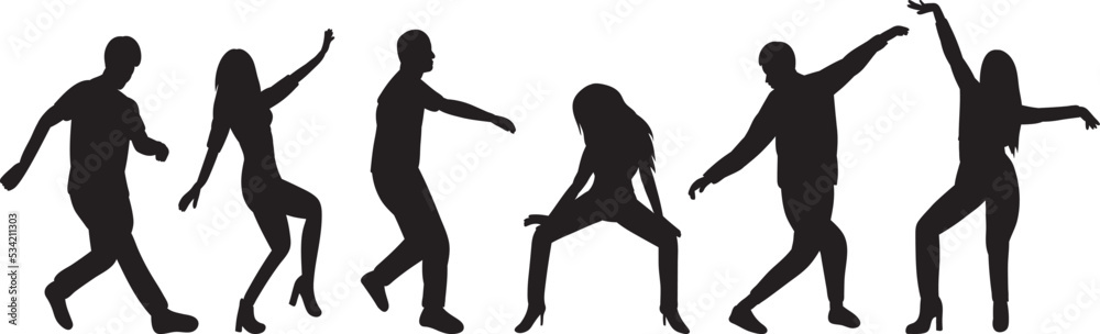 dancing people silhouette on white background isolated vector