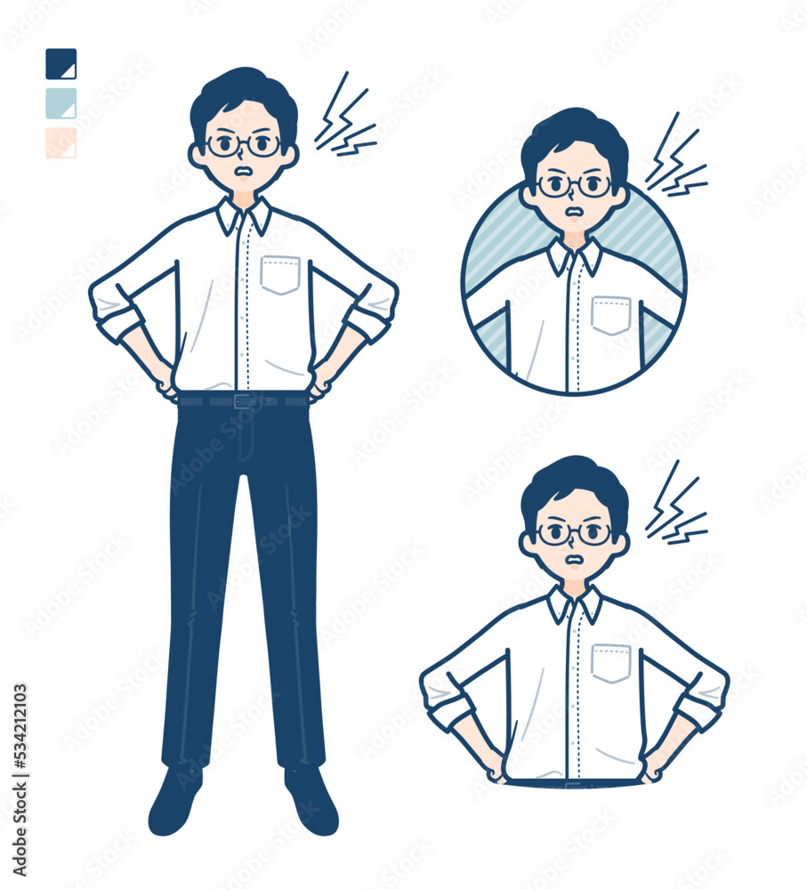 Stockvector シャツを着た男性が怒っているイラスト Adobe Stock