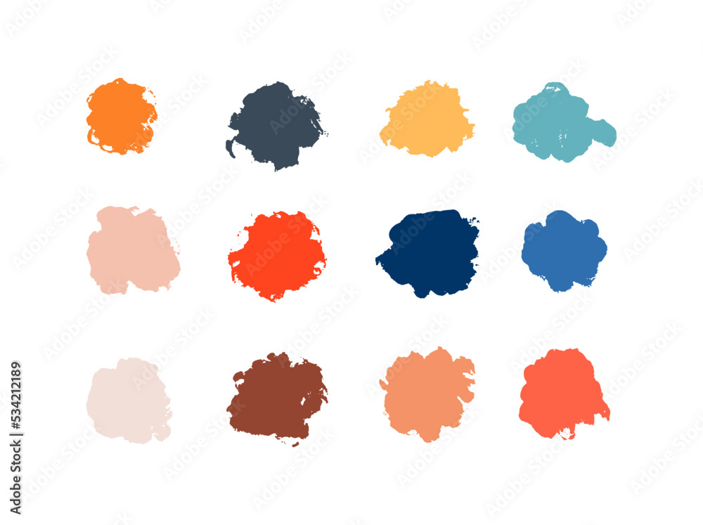 Set of abstract paint blots. Hand drawing strokes. Vector illustration