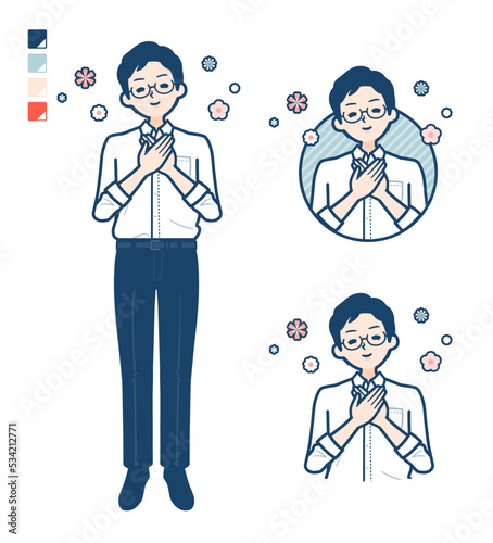 シャツを着た男性が安らいでいるイラスト