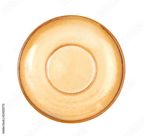 Empty small clay plate top view