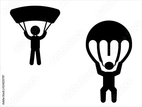 art illustration sport icon logo design concept vector silhouette logotype isolated element symbol set of skydiving