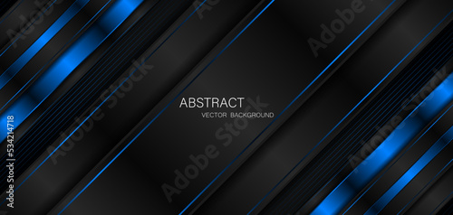 Abstract black and blue stripes and free space for design. modern technology innovation concept background
