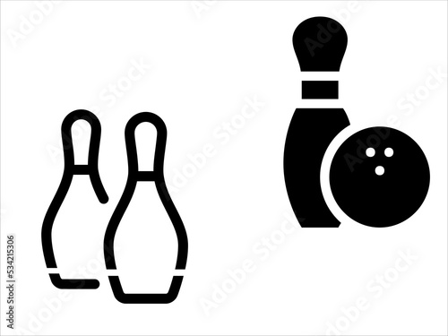 art illustration sport icon logo design concept vector silhouette logotype isolated element symbol set of bowling and pin