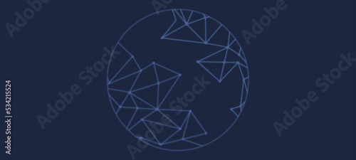 Vector line planet with network connections on the dark blue background