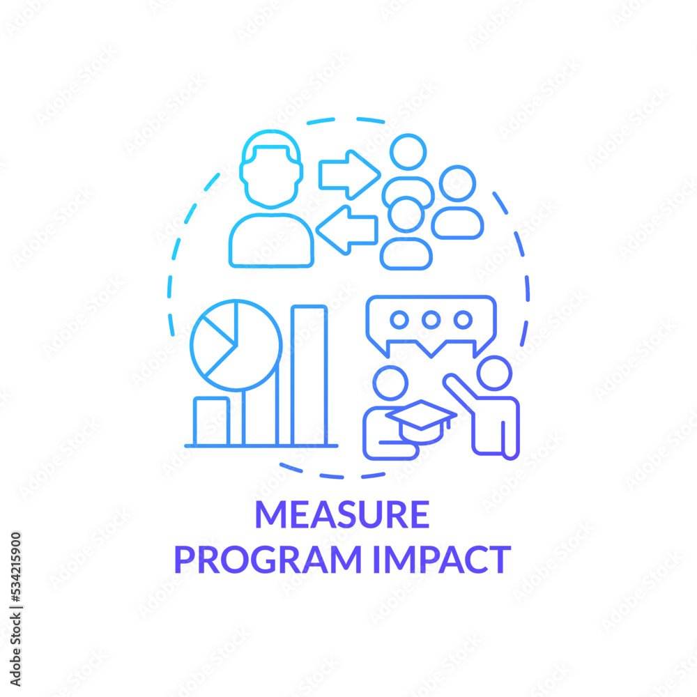 Measure program impact blue gradient concept icon. Successful mentoring ...