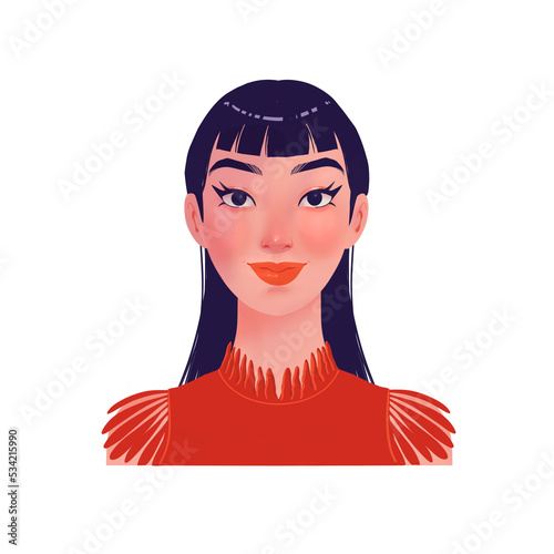 illustration of an elegant Asian woman  (ID: 534215990)