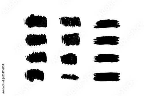 Set of different brush spots. Vector illustration of hand drawn blots