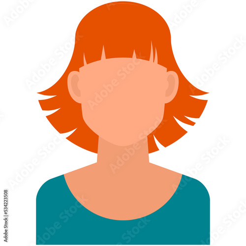 Red-haired woman avatar icon vector isolated on white
