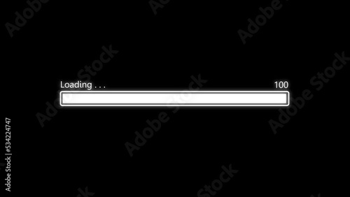 Loading bar screen pixelated progress animation Loading Transfer Download 0-100%.	
