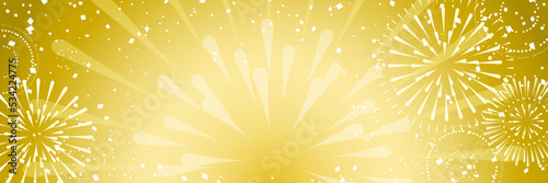 金色に輝く花火の背景イラスト