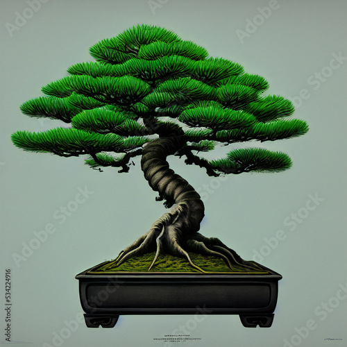 green bonsai tree  - Digital Painting  (ID: 534224916)