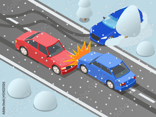 Car Crash Winter Composition