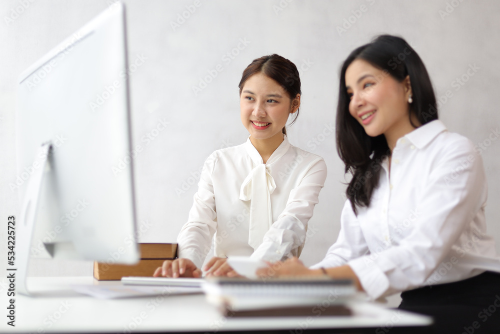 Portrait of a businesswoman working together on a computer screen discussing planning a successful business project. Portrait of a businesswoman working together on a computer screen discussing planning a successful business project.