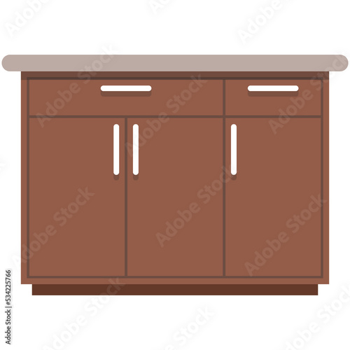Kitchen interior furniture vector illustration isolated cupboard