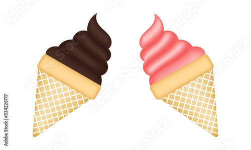 illustration of ice cream cone with mesh technique on a white background
