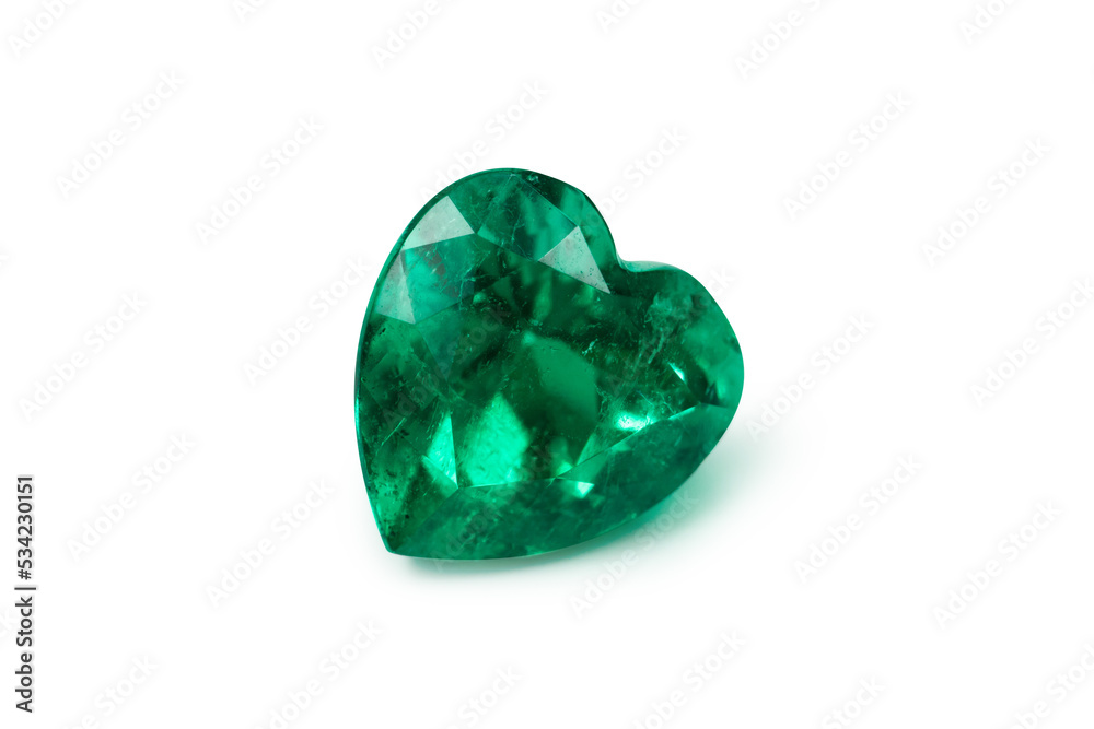 natural green emerald sapphire precious gemstone isolated on white background