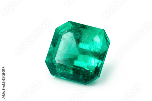 natural green emerald sapphire precious gemstone isolated on white background