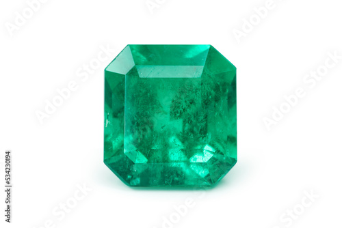 natural green emerald sapphire precious gemstone isolated on white background