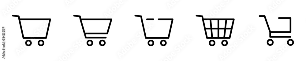 Conjunto de iconos de carrito de compras. Comprar en línea. Ilustración vectorial Conjunto de iconos de carrito de compras. Comprar en línea. Ilustración vectorial