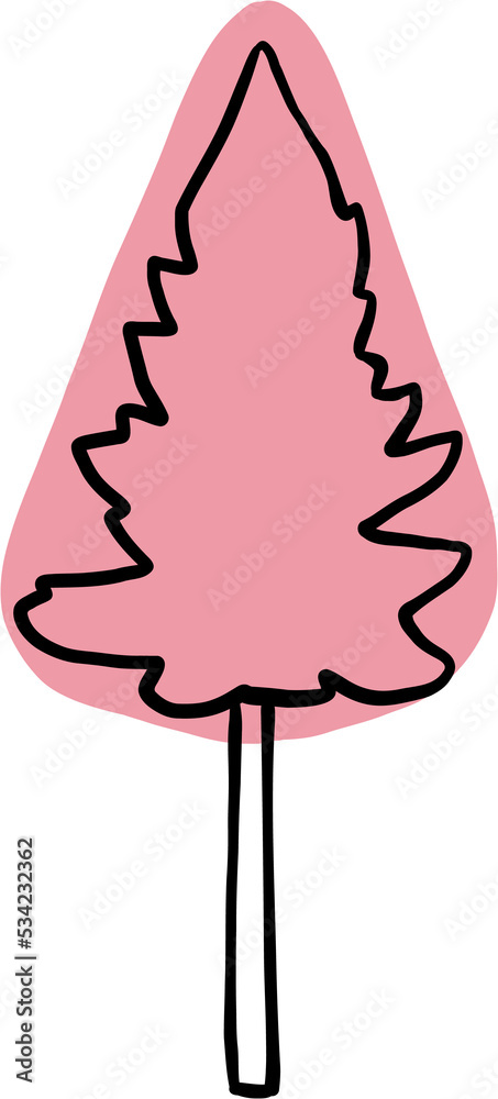 simplicity pine tree freehand drawing flat design.	