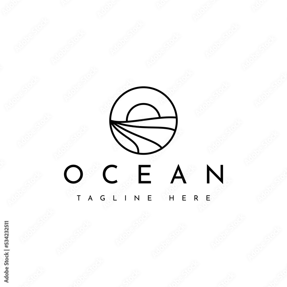 creative ocean sun wave logo design creative ocean sun wave logo design
