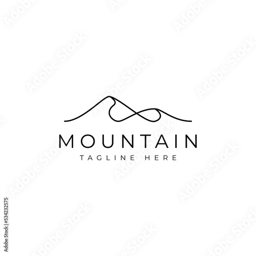 mountain with line minimalist logo design