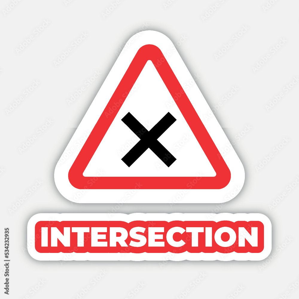 intersection Traffic sign editable modern vector icon and text effect design