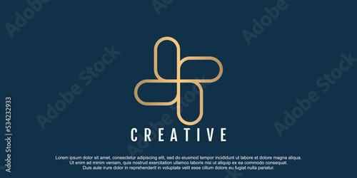 Letter k with line art logo design for economic business