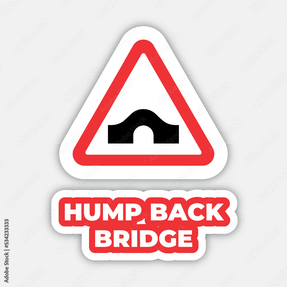 hump back bridge Traffic sign editable modern vector icon and text effect design hump back bridge Traffic sign editable modern vector icon and text effect design