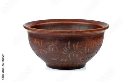 Clay bowl isolated on a white background