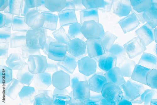 Fotografija Blue ice cubes isolated white background
