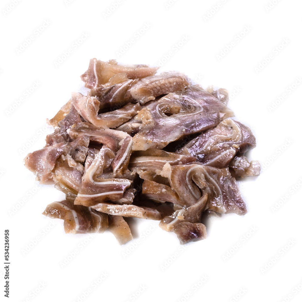 Beef jerky meat on white background Beef jerky meat on white background
