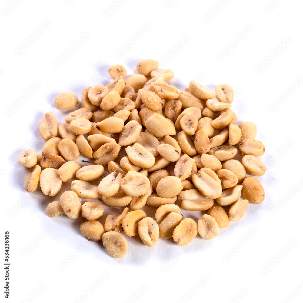 pile of spiced peanuts isolated close up on white background pile of spiced peanuts isolated close up on white background
