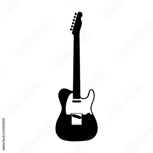 Electric guitar black and white isolated on white background. Electric guitar outline Vector	